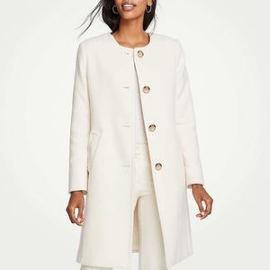 White Jewel Neck Coat